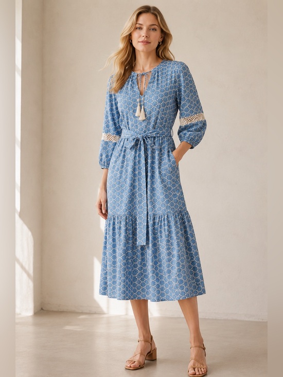 Saks Fifth Avenue Dresses & Skirts - Embroidered belted Women's Dress